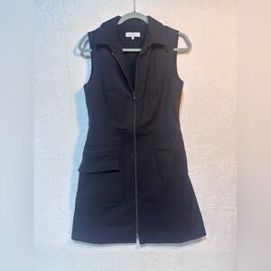 Pearl by Lela Rose Black Zip Up Stretch Cotton Vest Dress Size 6